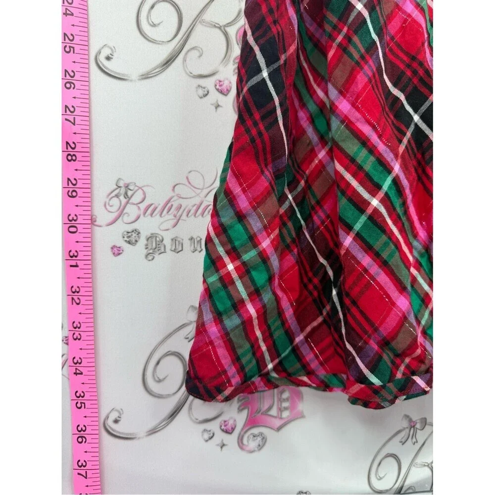 Victoria's Secret dress Red Plaid Satin Chemise with Green & Black Accents